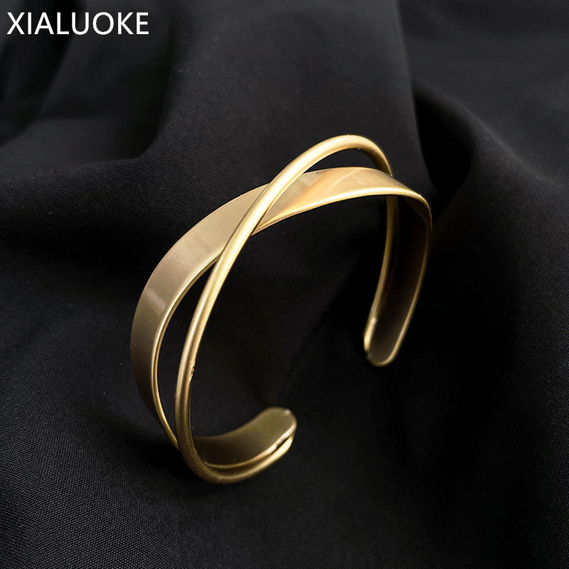 XIALUOKE Punk Metal Irregular Twist Bracelet & Bangles For Women Minimalism Cuff Bracelet Wrist Jewelry Accessories
