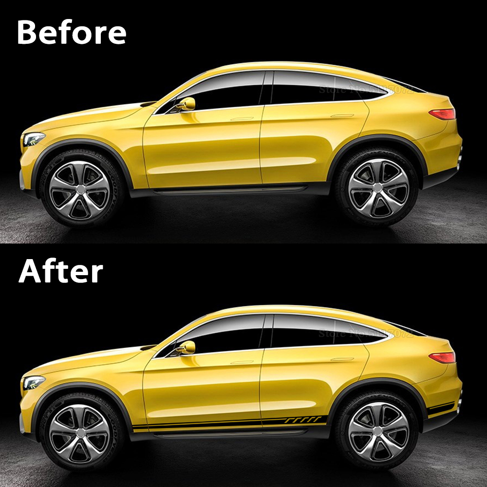 Car Sticker C63 Style Side Door Stripe Body Sport Racing Decal for Mercedes Benz GLC Class X253 Coupe C253 AMG Accessories