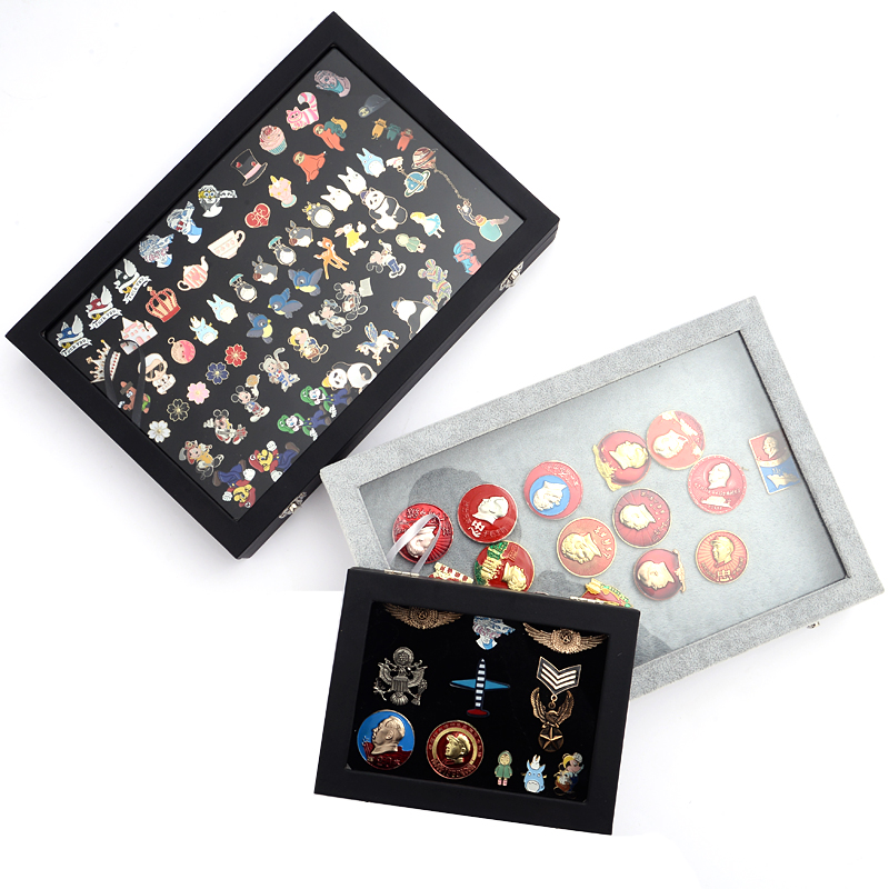 Badge Storage Box Transparent Dust-proof Medal Jewelry Box Large Capacity Brooch Wall Display Frame Pin Gift Box Collection