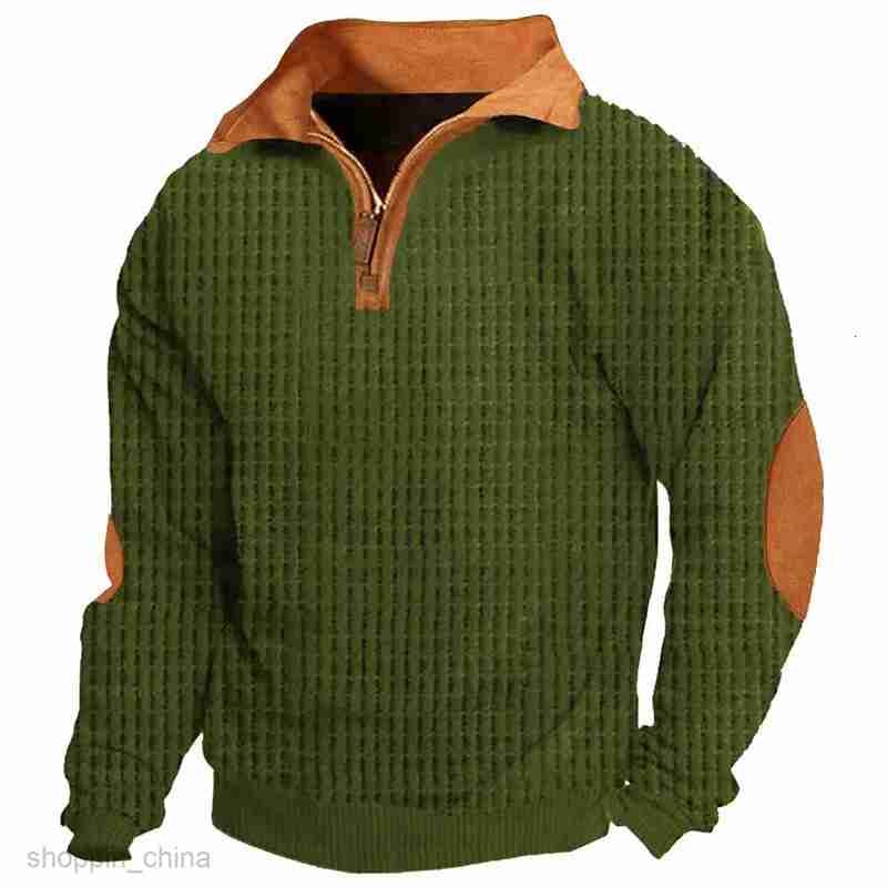 Men's Hoodies Sweatshirts Spring and Autumn Fitness Sports Fashion Casual Solid Color Checkered Block Sweater Male Stand up Collar