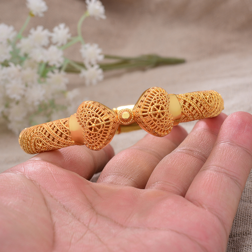 Luxury 24k Gold Color Can Open Bangles Jewelry Ethiopian African Dubai Indian Bracelet Wedding Gifts For Women Bracelet Bangles