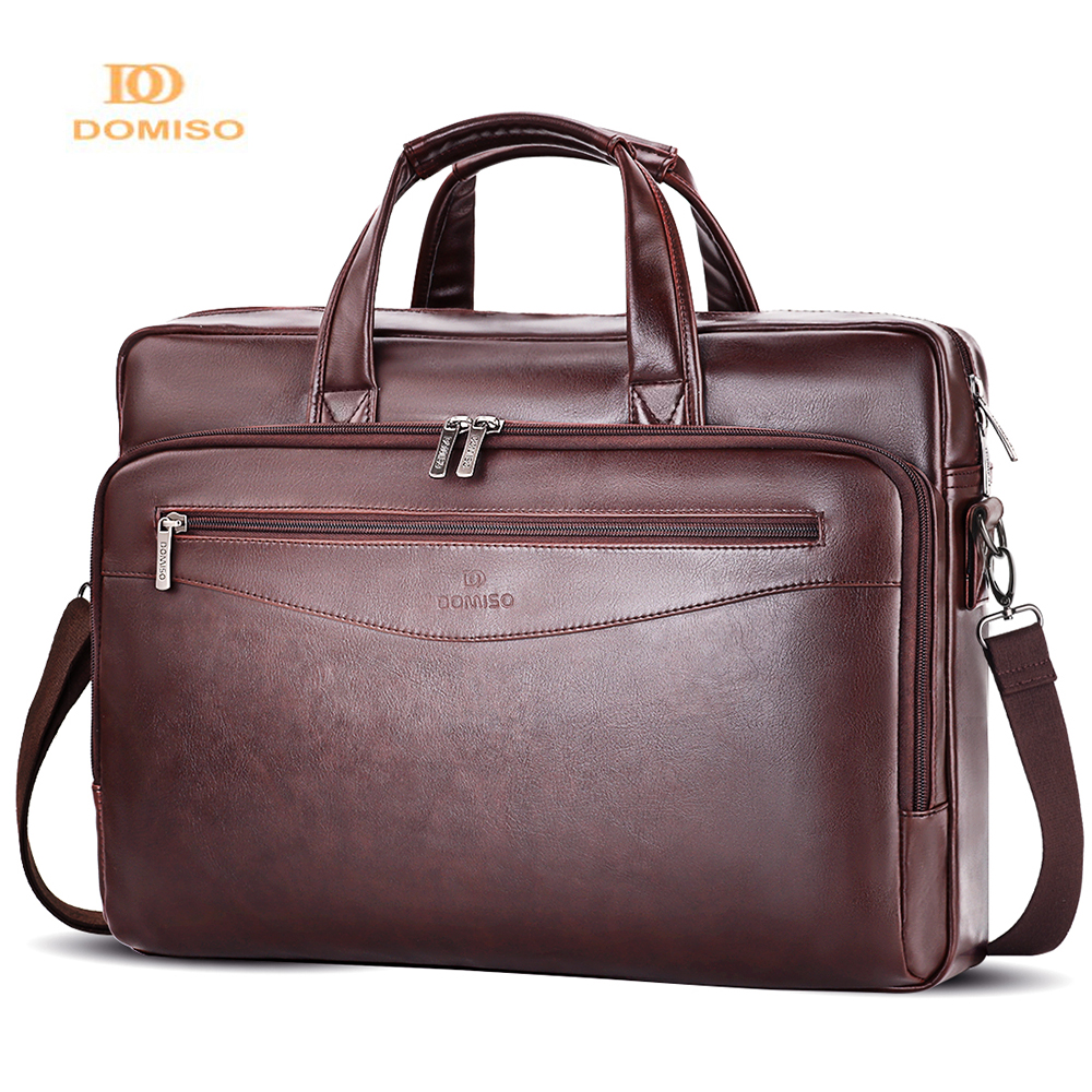 Domiso PU Leather Briefcases Laptop Sleeve 17 Inch Notebook Case High Capacity Computer Bag Male Messenger Bag