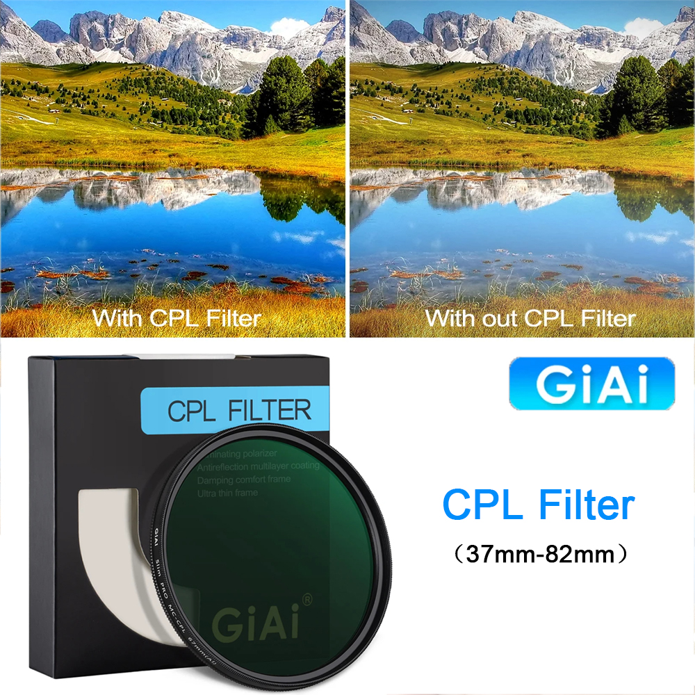 GiAi CPL Filter 37mm-82mm HD Clear Polarizer For Mobile Phone DSLR Camera Lens 49mm 52mm 58mm 67mm 77mm 82mm 86mm