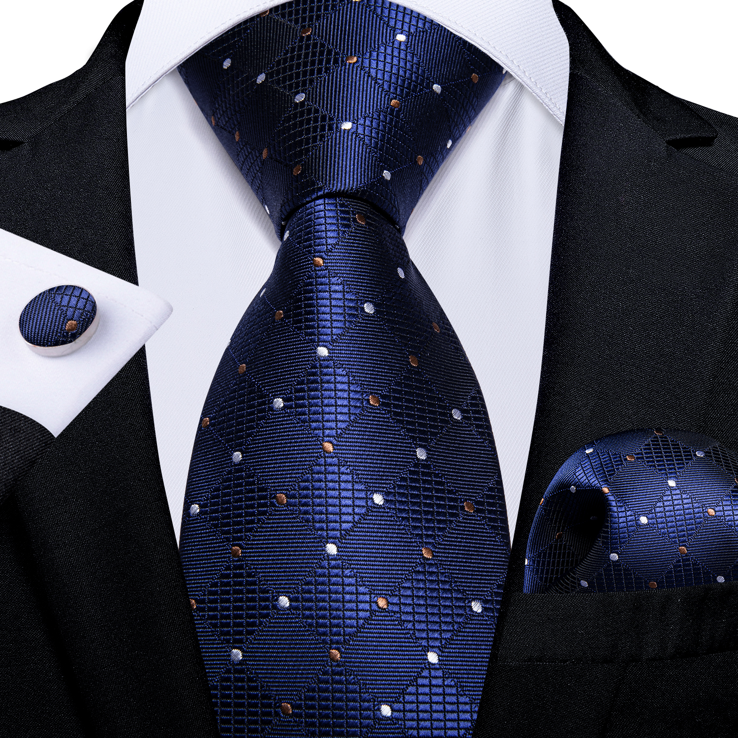Green Blue Plaid Dot Designer Mens Silk Tie Set Handkerchief Cufflinks Luxury Wedding Party Neck Tie For Men Accessories Gift