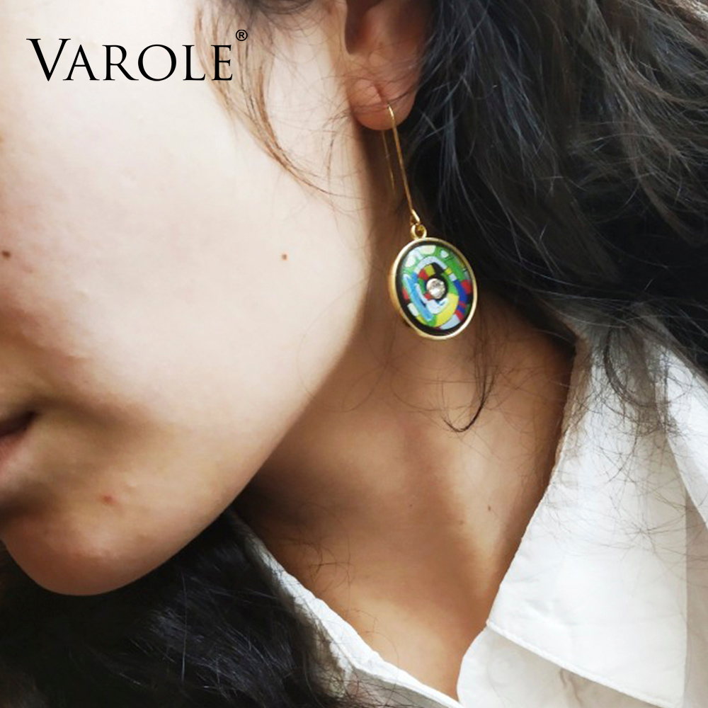 VAROLE Classic Vintage Indian Drop Earring for Women Painted Feminino Bohemia Ethnic Style Geometric Earrings for Women