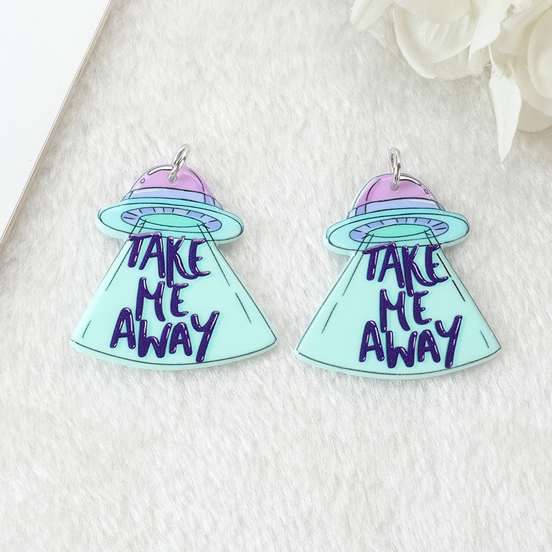 12Pcs Pastel Goth Alien Charms Spooky Creative Acrylic UFO Pendant For Earring Necklace Diy Making