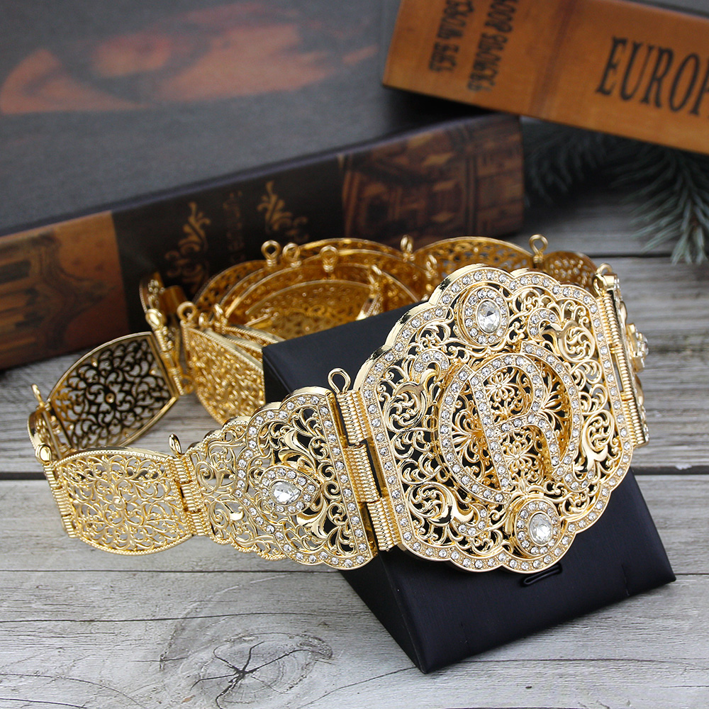 Gold Color Moroccan Kaftan Belt R for Women Metal Algeria Waist Chain Europe Bride Wedding Banquet Caftan Body Jewelry