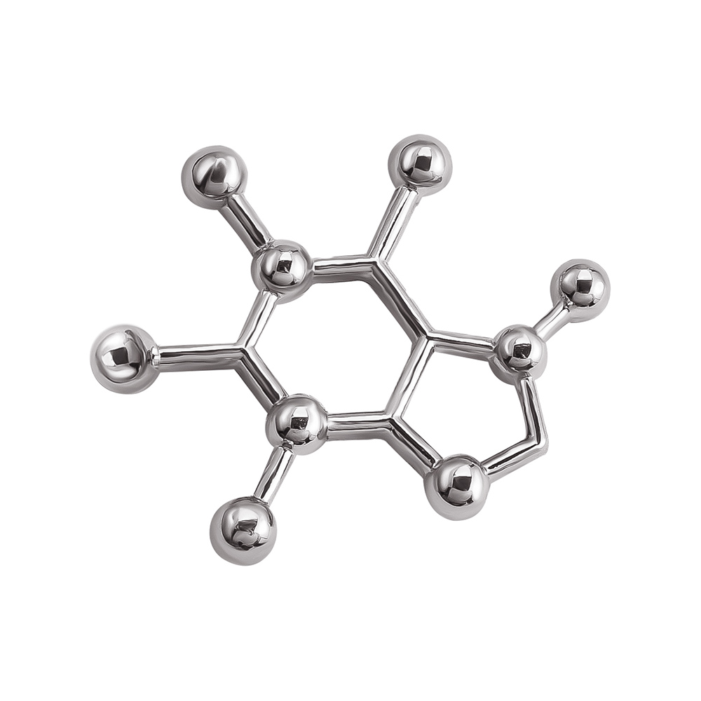 Caffeine Molecule Structure Medical Brooch Pin Gold Color Badge Science Chemistry Biology Lapel Pins Punk Jewelry Student Gift