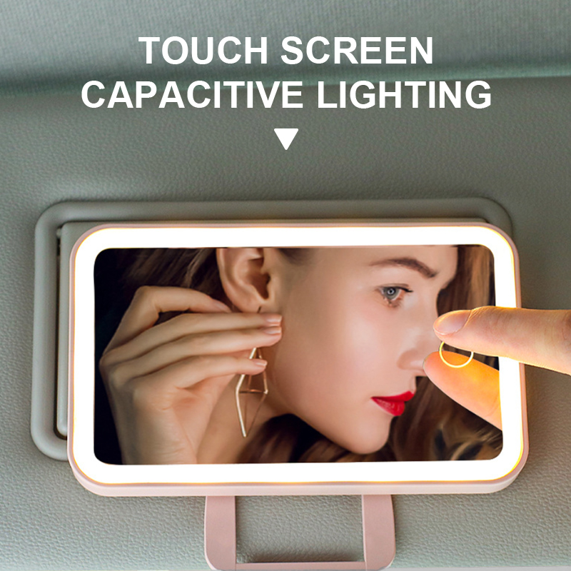 SEAMETAL LED Car Makeup Mirror for Lady Sun Visor Clip Women Make Up Vanity Mirror with Touch Switch Lighting Universal for Car