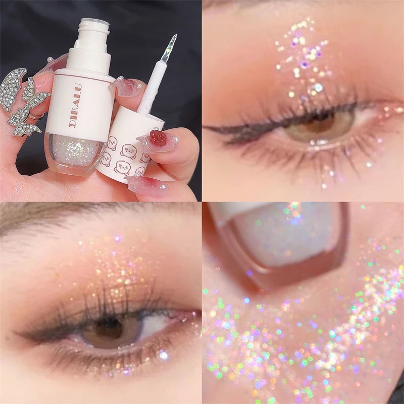 DIKALU Bear Bowling Ball A Teardrop Liquid Eyeshadow Eye Makeup Lying Silkworm Pearl Super Sparkle Glitter Fine Glitter Powder 240624