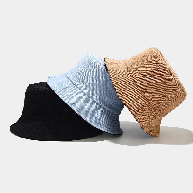 Solid Corduroy Bucket Hat Two Side Wear Unisex Bob Caps Hip Hop Gorros Men Women Simple Panama Cap Beach Fishing Outdoor Sunhat
