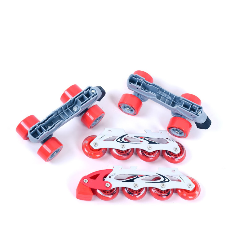 2 In 1 Roller Skates Adjustable Skating Shoes With 8pcs Inline Wheels Converts Double-Row Skate Replacements Kids Skate Shoes