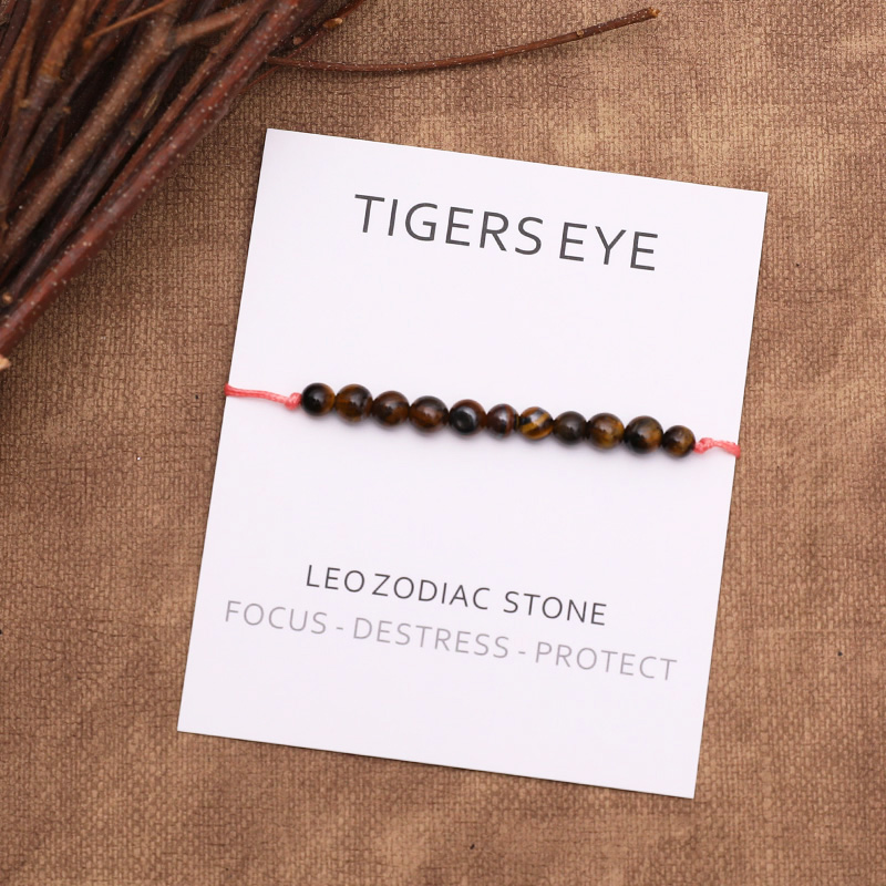 Leo Zodiac Wish Bracelet Leo Birthstone Bracelet Tiger's Eye Stone Friendship Bracelet Healing Crystals Birthday Gift for Women