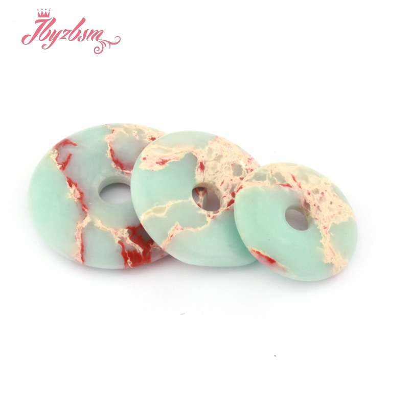 25.30.35mm Donut Green Shoushan Stone Bead for DIY Accessories Necklace Bracelet Pendant Charm Jewelry Components Making 1 Pcs