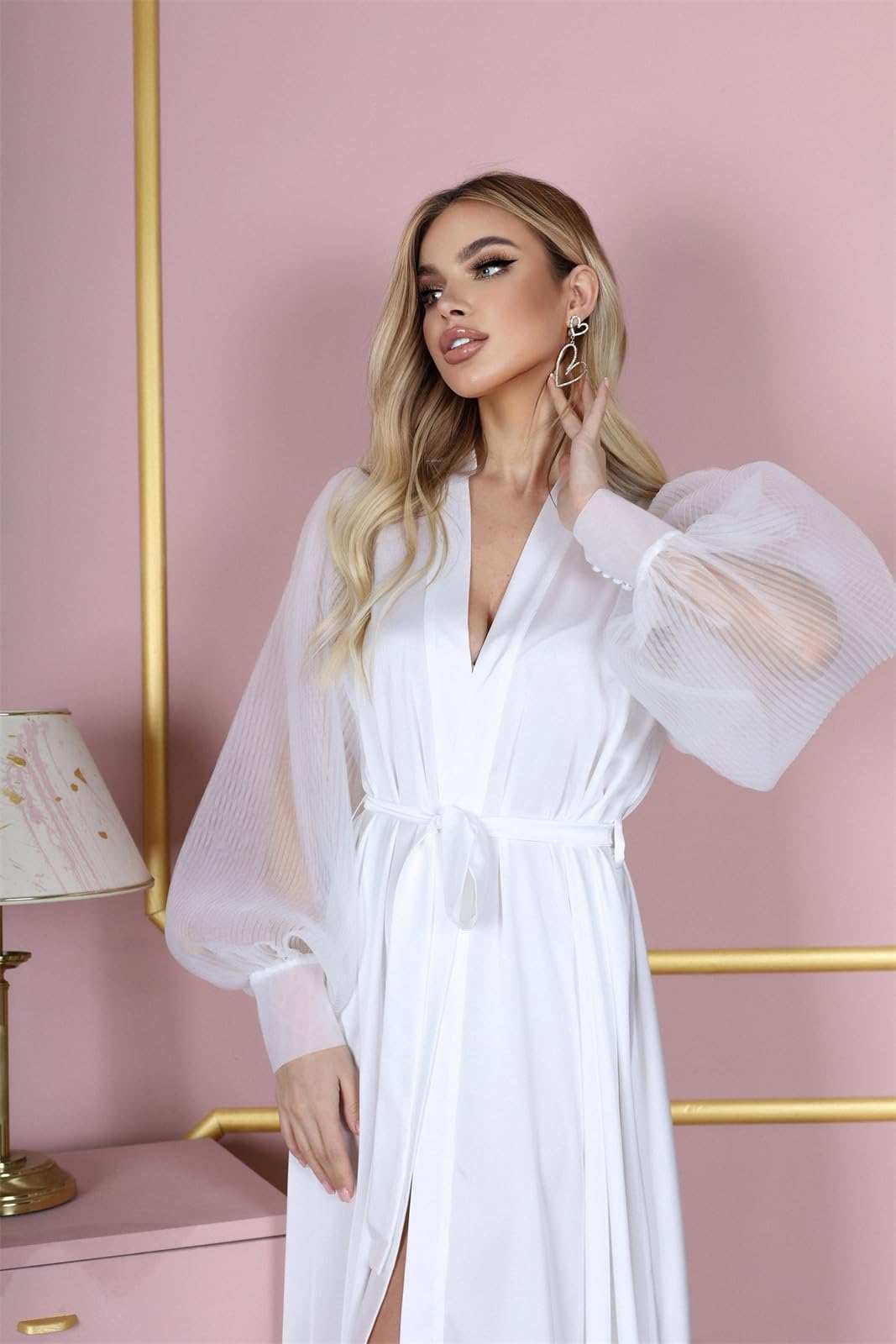 Women Bridal Robe Wedding Gowns For Bride Luxury Custom Bathrobe Long Sleeve Floor Length Boudoir Birthday Party Plus Size