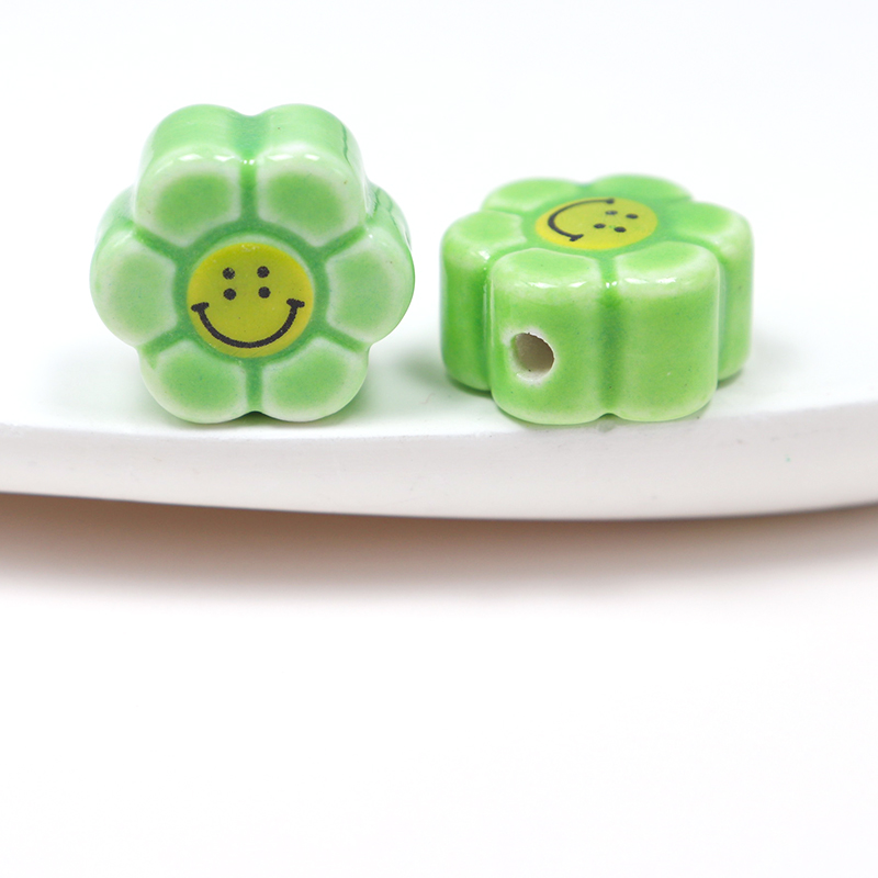 Sunflower Smile Face Ceramic Beads For Jewelry Making Necklace Bracelet Multicolour Porcelain DIY Beads Wholesale
