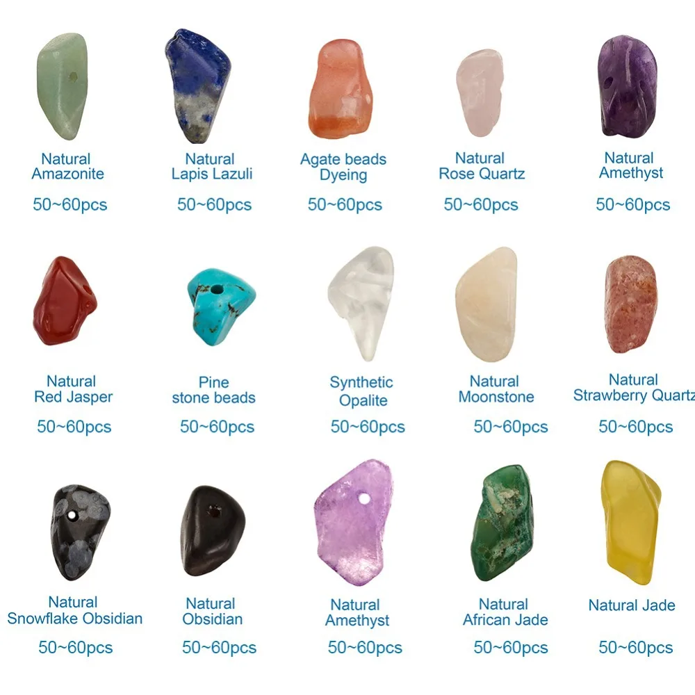 Natural Stone Beads Box WIth Accessories and Tools Irregular Gemstones Healing Loose Rocks For DIY Bracelet Jewelry Making Craft