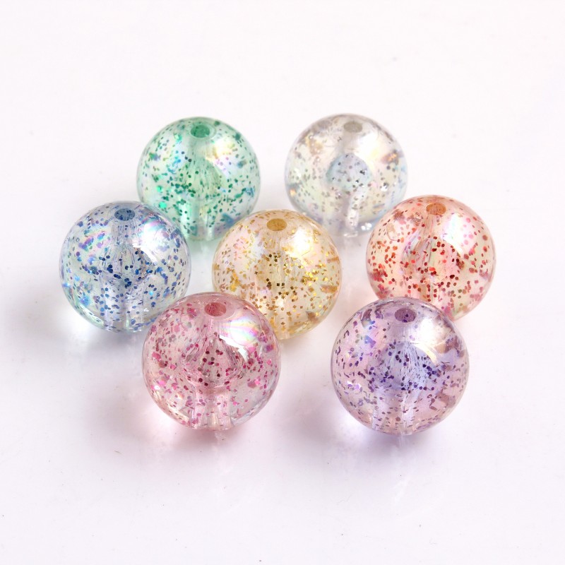 Kwoi Vita Retail Bulk Price Acrylic Transparent Glitter Beads For Chunky Baby Bracelet Necklace Making 10MM to 20MM