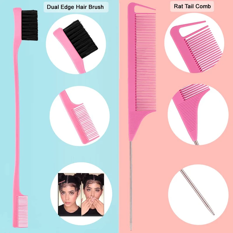 New Hair Styling Comb 10pcs Set Teasing Hair Brush Triple Teasing Comb Rat Tail Combs Edge Brush Hair Tail Tools Braid Tool Loop