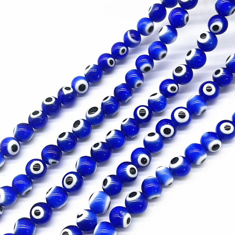 6mm 8mm 10mm Blue White Glass Beads Evil Eye Beads for Jewelry Making DIY Accessories