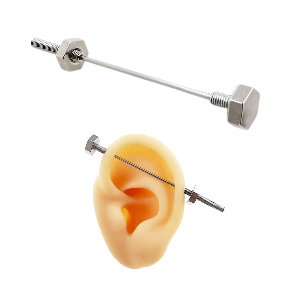 JHJT 16G Cool Industrial Piercing Barbell 316L Surgical Steel Screw Cartilage Earrings Piercing Body Jewelry for Men 38mm