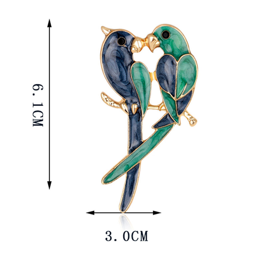Lover Double Birds Brooches For Women Enamel Devoted Couple Brooch Parrots Brooch Pin Simulated Pearl Animal Jewelry