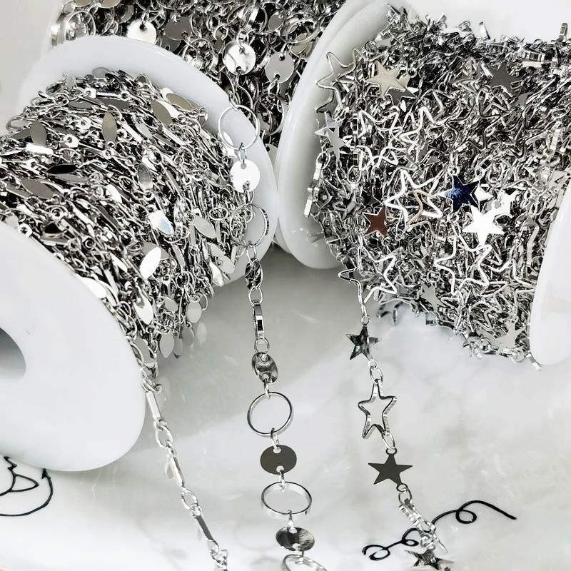 1 Meter Round Star Leaves Chain Gold Silver Plated Necklace Metal Copper Chain Diy Bracelet Anklet Jewelery Making Supplies