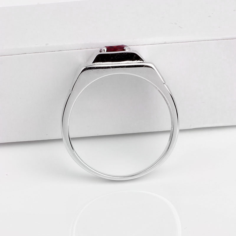 Natural Red Garnet 925 Sterling Silver Men Ring 6.0mm Stone Cross Mark January Birthstone Birthday Gift R510RGN