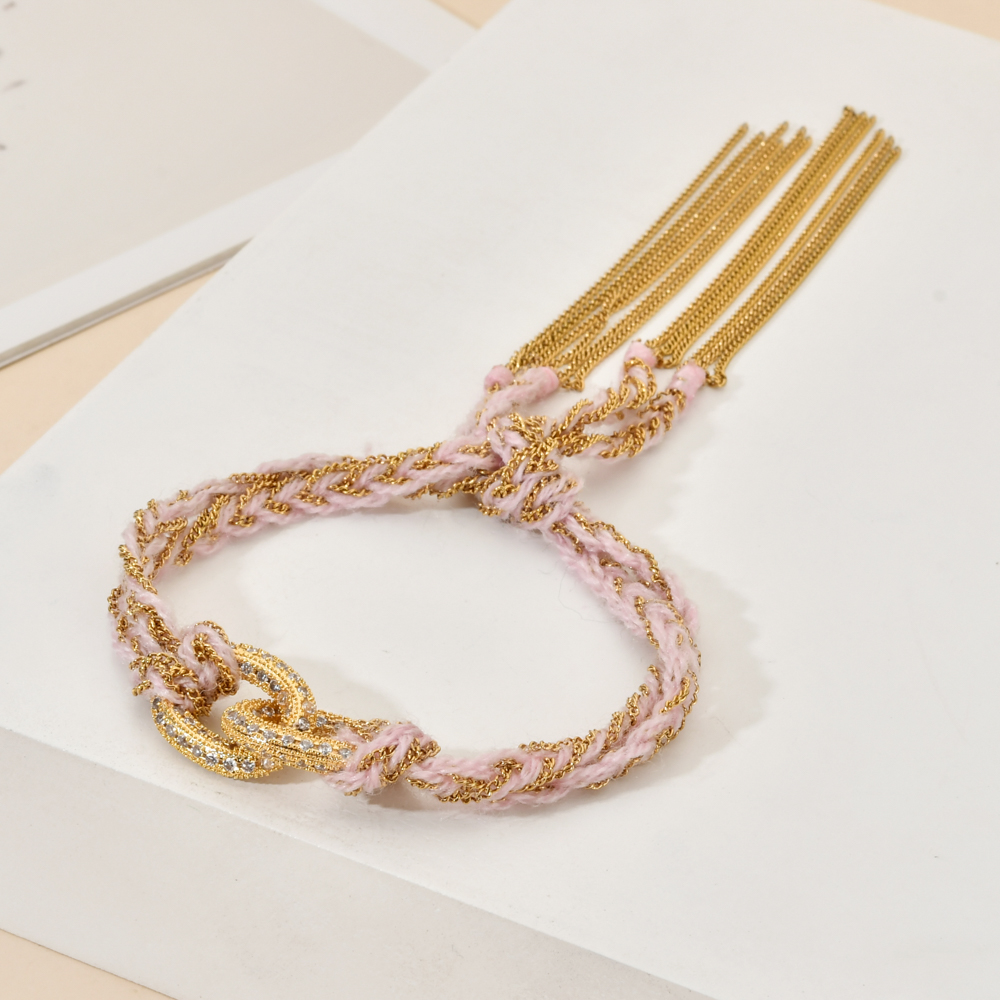 Boho New Pave Crystal Charm Bracelet Women Multilayer Adjustable Bohemian Braided Rope Jewelry Pulsera Chain Bracelet Friendship