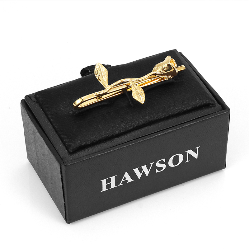 HAWSON Men's 2" Rosette Flower Tie Clip for Wedding Gift come in gift box