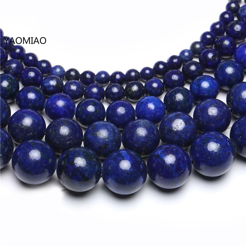 Natural Stone Lapis Lazuli Never lose Colour Round Beads 15" Strand 4 6 8 10 12 14MM Pick Size For Jewelry Making