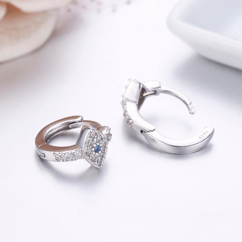 Cute 925 Sterling Silver Evil Eye Loop Huggies Circle Small Hoop Earrings For Women Child Girls Kids Jewelry Kolczyki Aros Arete