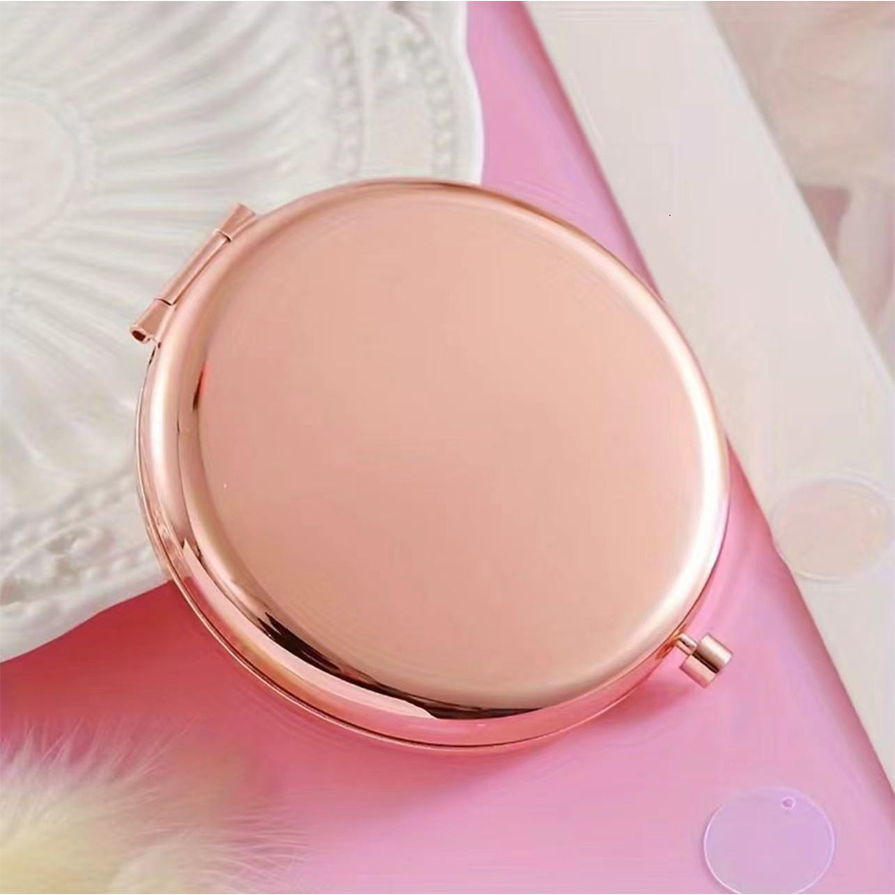 Makeup Double Sided Round Cosmetic Metal Look Glass Durable Magnification Folding Mirror Graphic Letter Pattern For Party F624-7