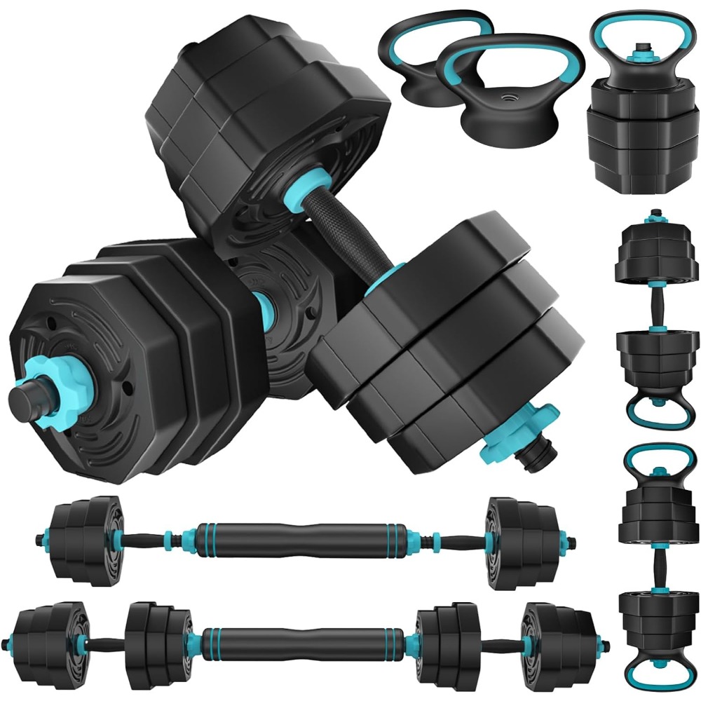 Adjustable Dumbbells Weights Set 20/22/44Lb 3 in 1 Free Weights Barbells