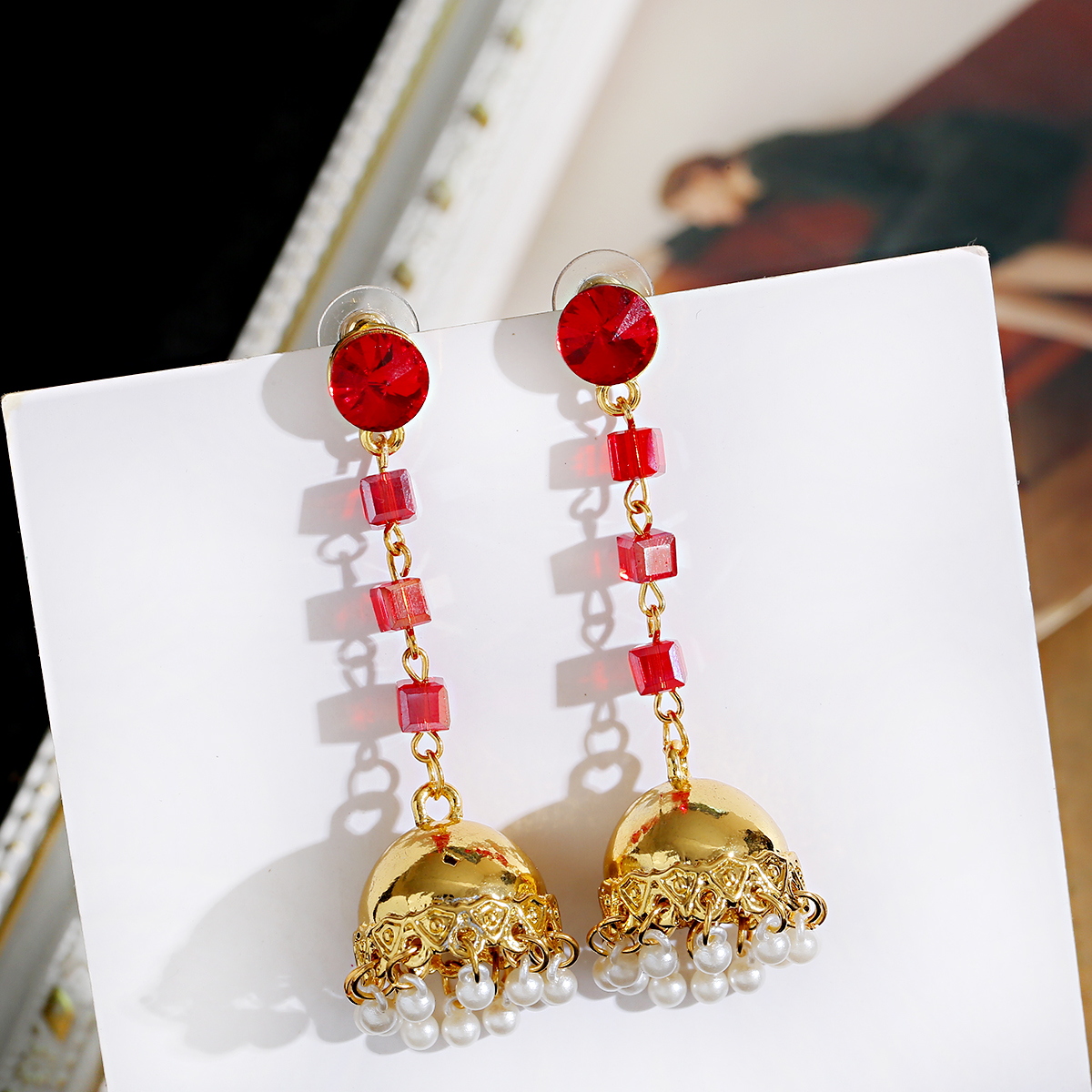 Jhumka Jhumki Multicolor Beads Tassel Indian Earrings For Women Earring Charms Long Dangle Afghan Egypt Turkish gypsy Jewelry
