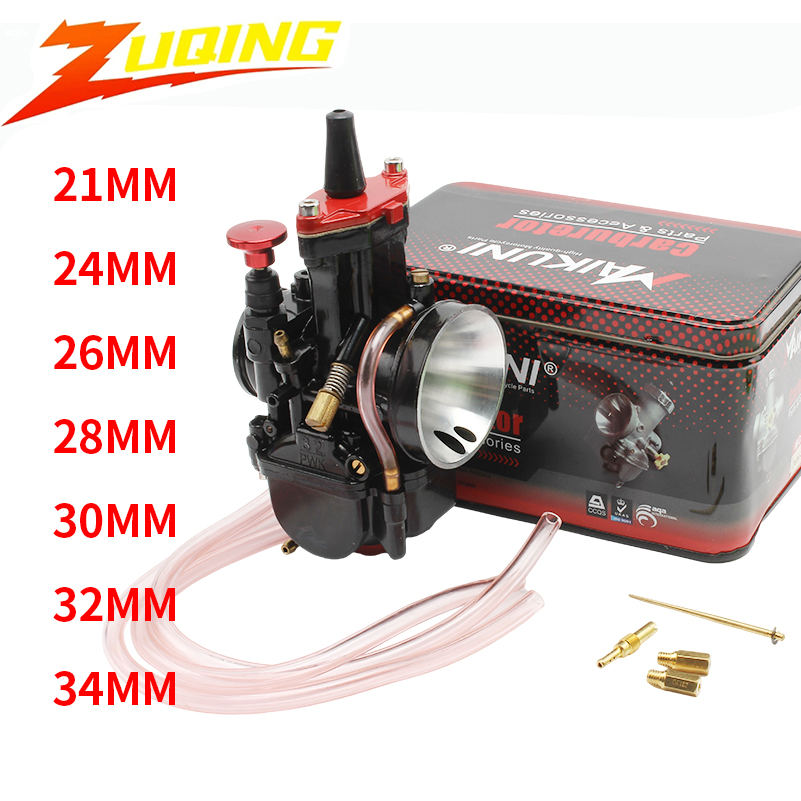 For Mikuni Carburetor PWK 21 24 26 28 30 32 34mm Motorcycle Flat Curtain Carburetor Moped Dirt Pit Bike Motocross Modified Parts
