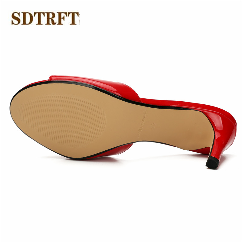 SDTRFT Stilettos Plus:36-47 48 Summer wedding shoes woman sandals 8cm thin heels Crossdresser pumps casual Open Toe flip flops