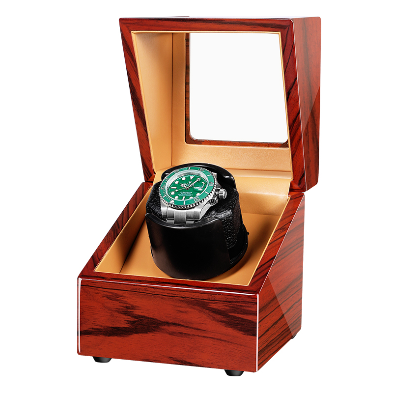 Single watch household Wooden Single Watch Winder Automatic Watch Winder Box Accessories Display Mechanical Rotating Leather