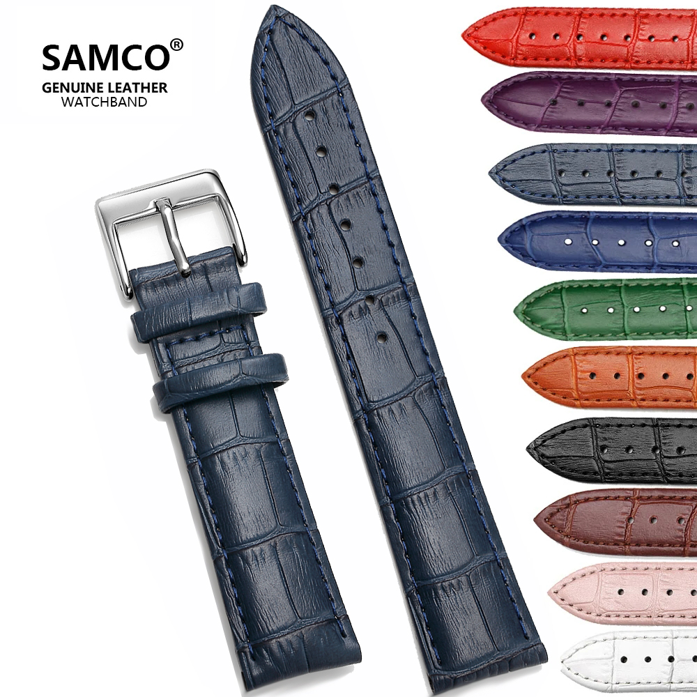 Soft Wrist Watch Bands Comfortable Genuine Leather Watch Strap 12/14/16/18/20/22/24 mm Watch Pin buckle Band + Tool