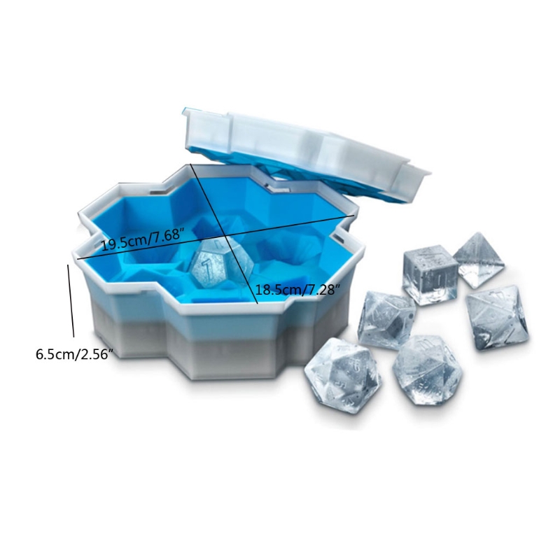 7 Shape Dice Silicone Ice Tray Mold Game Dice Mini Ice Cube Trays with Lids Mold 11JJ100182