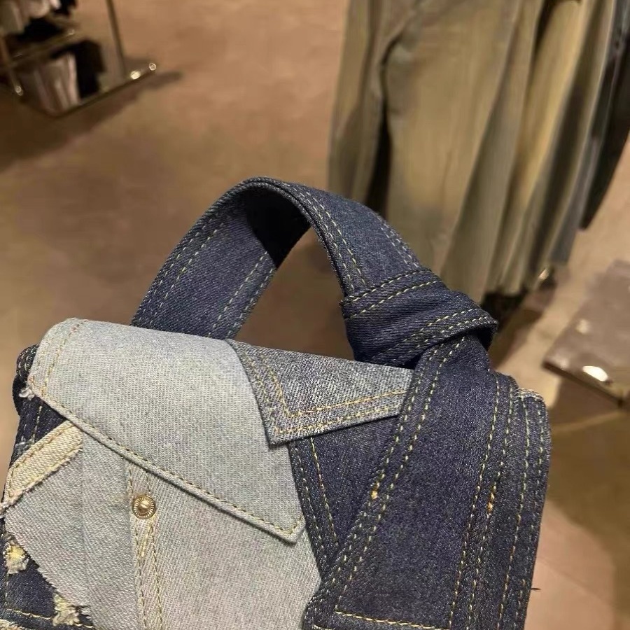Small and versatile denim patchwork diagonal cross bag for women's new commuting portable small square bag Korean casual shoulder bag