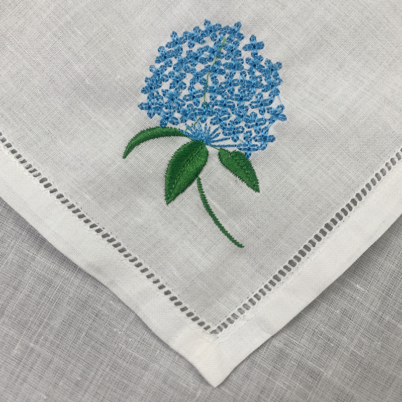Set of 12 Handkerchiefs White Linen Cloths Table Napkin Hemstitched Border Embroidery Floral Dinner Napkins13x13-inch 20x20-inch