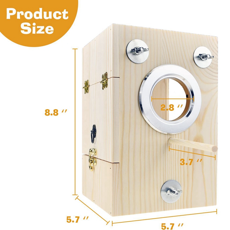 Wooden Nest Box Bird House Parrot Breeding Box Cage Can Hang Wooden Bird House Bird Feeder Easy To Use