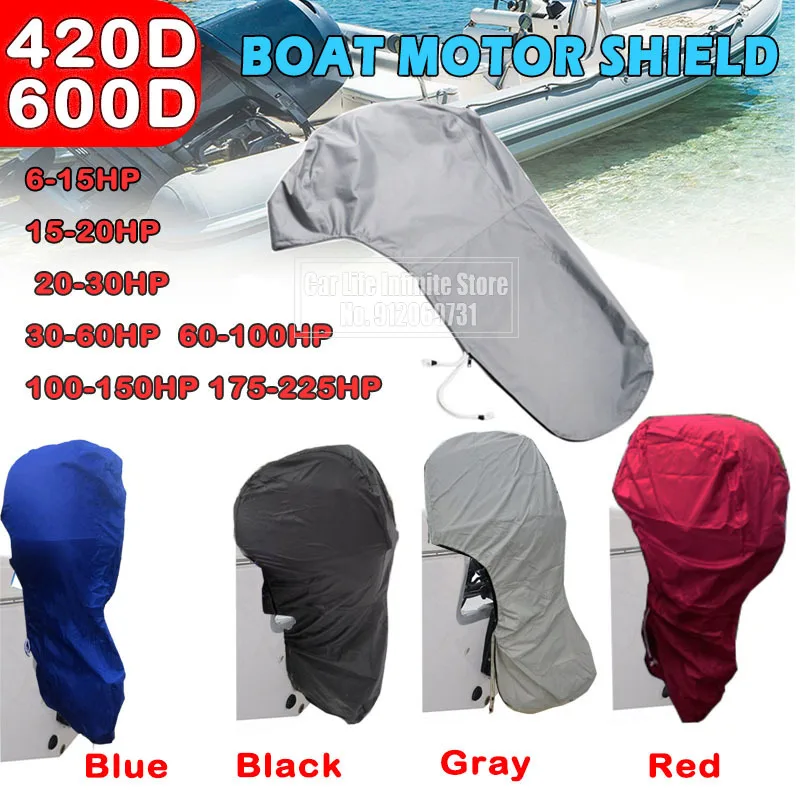 6-250HP Full Outboard Motor Engine Boat Cover 600D/420D Waterproof Anti-scratch Engine Protector Blue Black Grey Red Boat Fabric