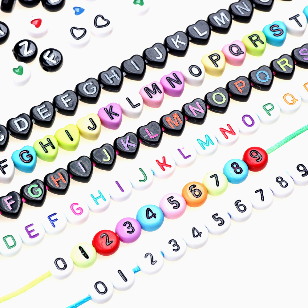 100/200/300PCS 4*7MM Letter Acrylic Beads Mixed Color Round Flat Alphabet Digital Loose Spacer For Jewelry Making Bracelet