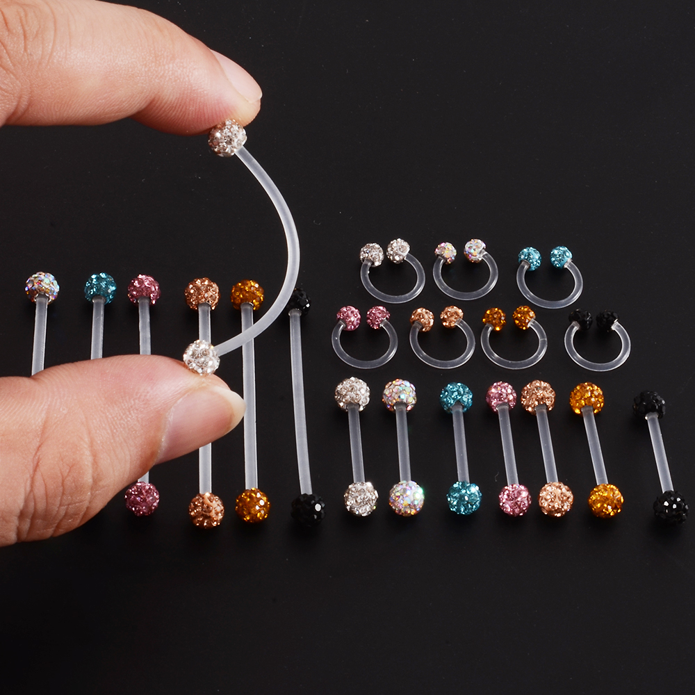 7pcs Mixed Color Ear Studs Septum Nose Rings Tongue Lip Ring Belly Barbell Rings Ear Cartilage Lobe CBR Piercing Body Jewelry