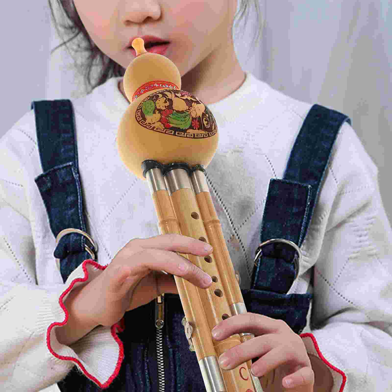 Chinese Handmade Hulusi Bamboo Gourd Cucurbit Flute Ethnic Musical Instrument bB Key for Beginner Music Lovers Instruments