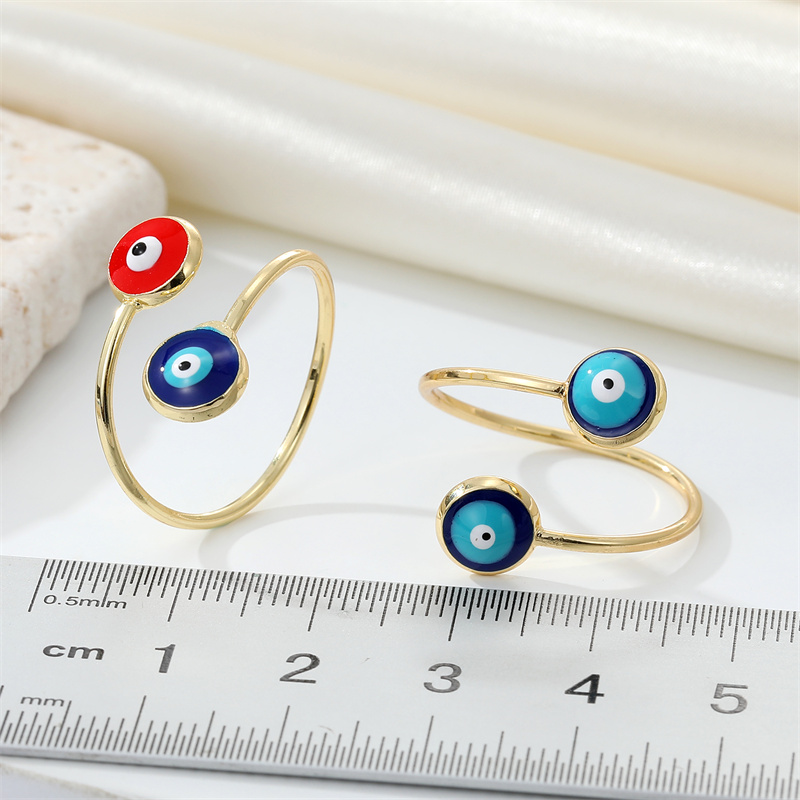 Enamel Turkish Turkey Evil Eye Finger Rings For Women Gift Trendy Simple Blue Eye Adjustable Rings Party Wedding Jewelry R423