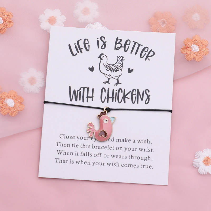 Chicken Wish Bracelet Funny Chicken String Animal Friendship Bracelet Chicken Jewelry Women Men Best Friend Interesting Gifts