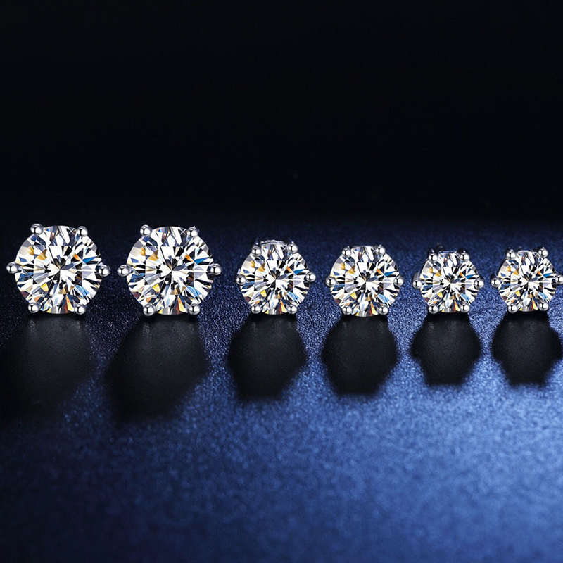 100% Real Moissanite Studs Earrings Pass Diamond tester For Men Women 925 Silver Platinum Plated Bride Wedding Gemstone Earrings